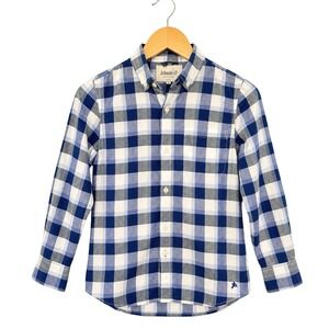 Johnnie B Boys Blue White Gingham Check Button Down Shirt Size 11-12Y Cotton
